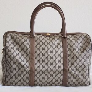Gucci Brown Monogram Traveling Duffle Bag Vintage PVC 19.5"